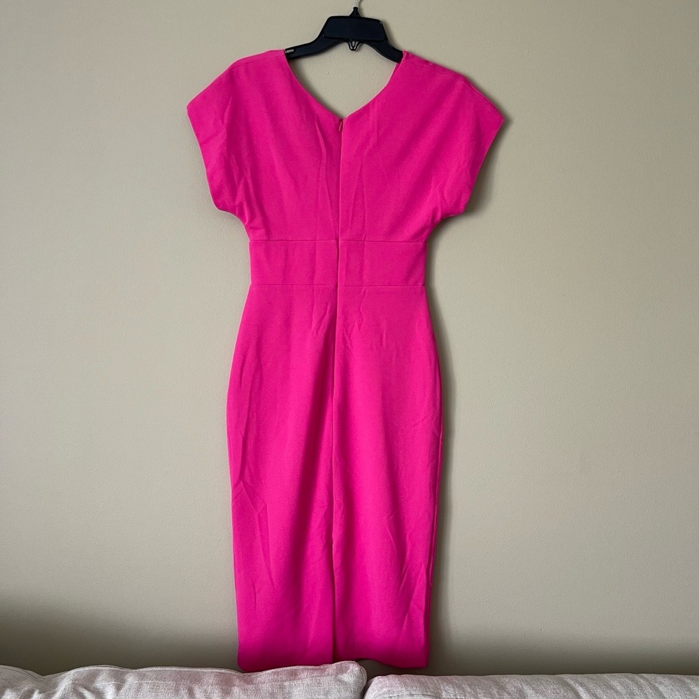 Alexa Admor Dress Womens Extra Small Pink Sheath Cap Sleeve V Neck Modern - Picture 4 of 7